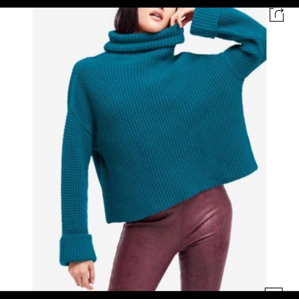 Free People Teal Slouchy Sweater